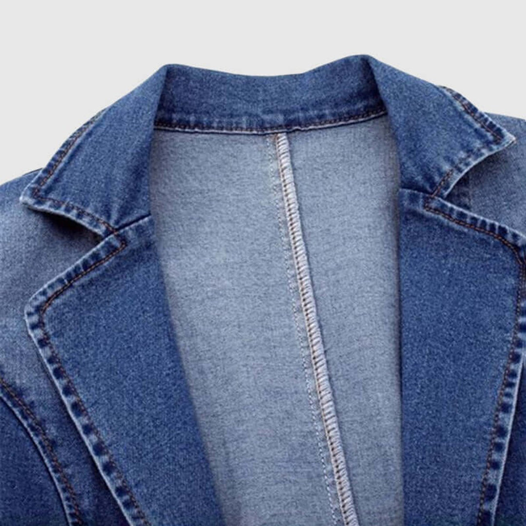 Women's Loose Fit Collared Denim Coat Ladies Jacket