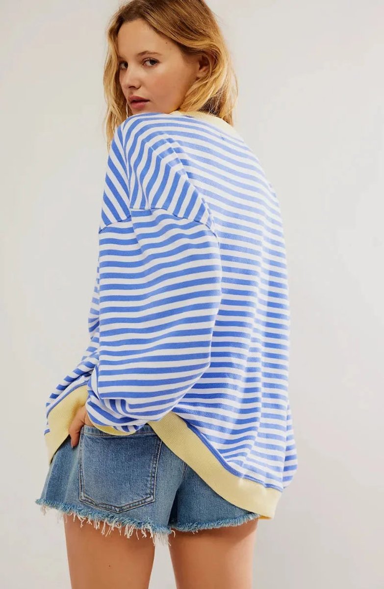 Women's Loose-Fit Striped Knitted Jumper Oversized Long-Sleeve Top