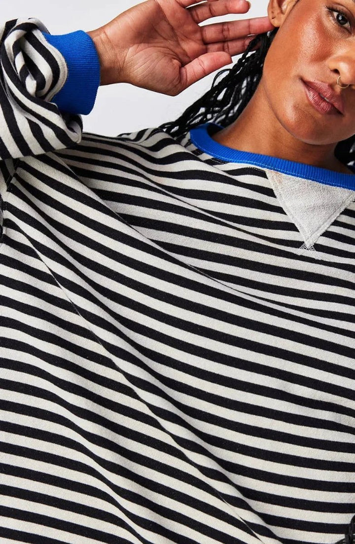 Women's Loose-Fit Striped Knitted Jumper Oversized Long-Sleeve Top
