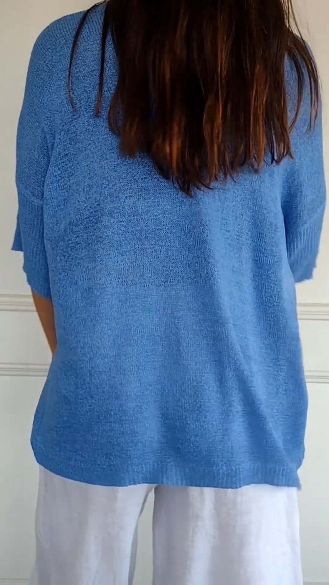 Women's Loose V-Neck Knitted Long Sleeve Top