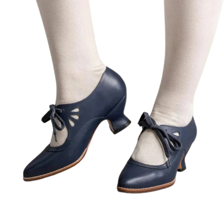 Women's Low Block-Heel Lace-Up Microfibre Court Shoes