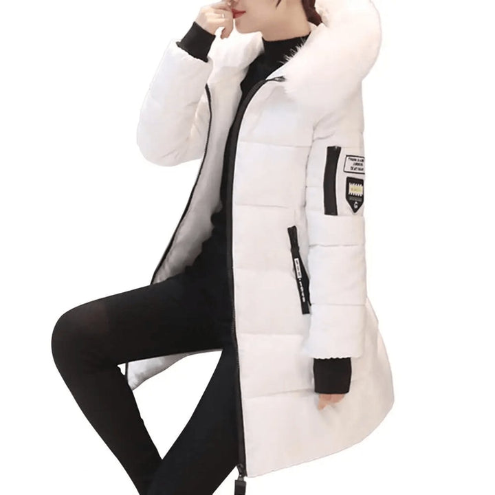 Women's Mid-Length Hooded Ladies Puffer Jacket Windproof Coat