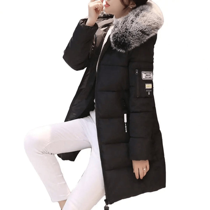 Women's Mid-Length Hooded Ladies Puffer Jacket Windproof Coat