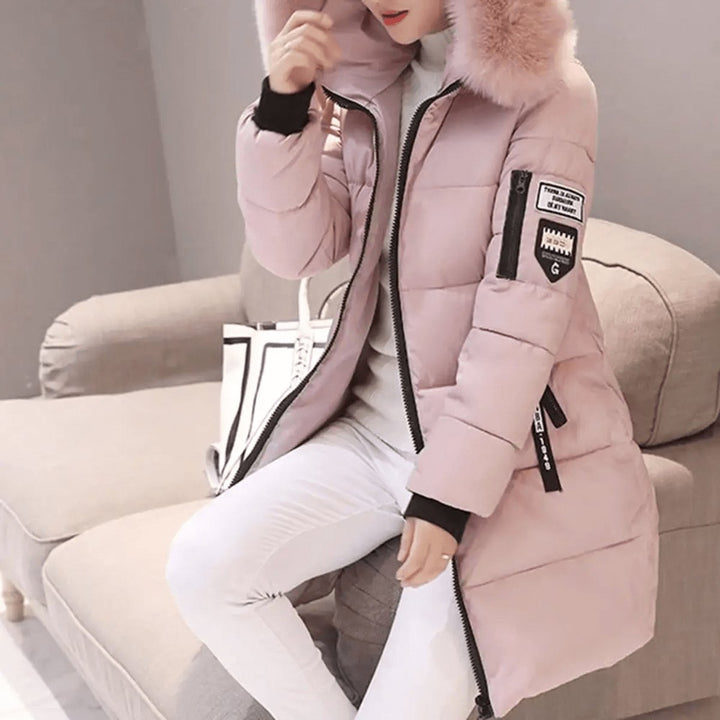 Women's Mid-Length Hooded Ladies Puffer Jacket Windproof Coat