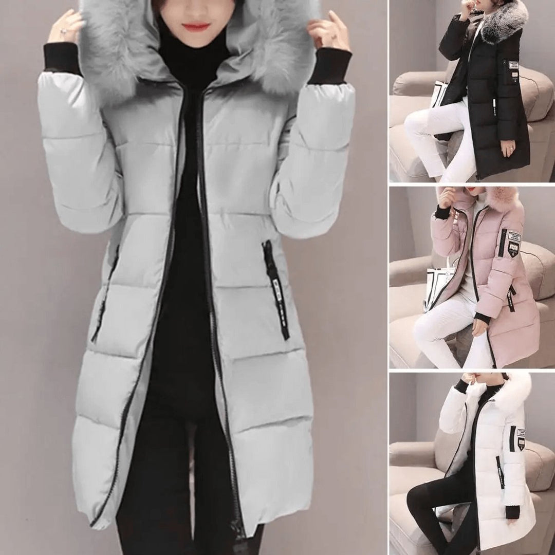 Women's Mid-Length Hooded Ladies Puffer Jacket Windproof Coat