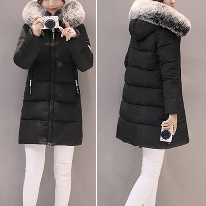 Women's Mid-Length Hooded Ladies Puffer Jacket Windproof Coat