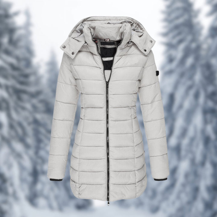 Women's Mid-Length Quilted Ladies Puffer Jacket Detachable Hood