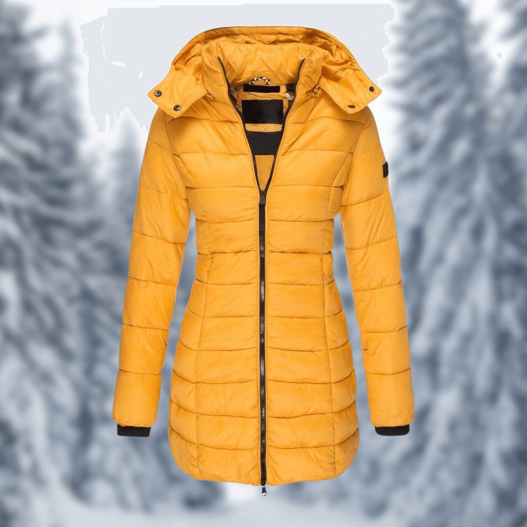 Women's Mid-Length Quilted Ladies Puffer Jacket Detachable Hood