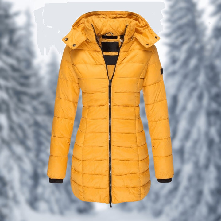 Women's Mid-Length Quilted Ladies Puffer Jacket Detachable Hood