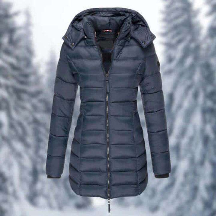 Women's Mid-Length Quilted Ladies Puffer Jacket Detachable Hood