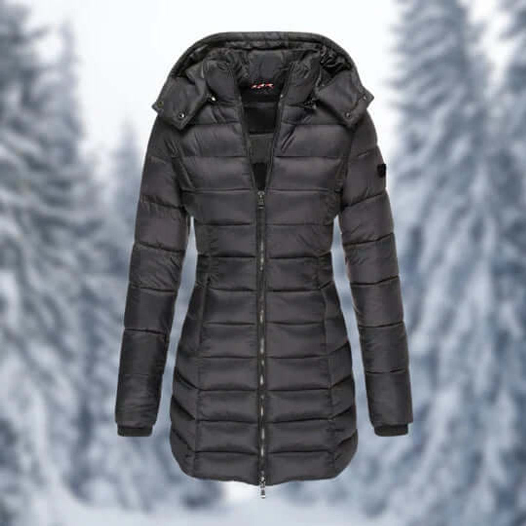 Women's Mid-Length Quilted Ladies Puffer Jacket Detachable Hood