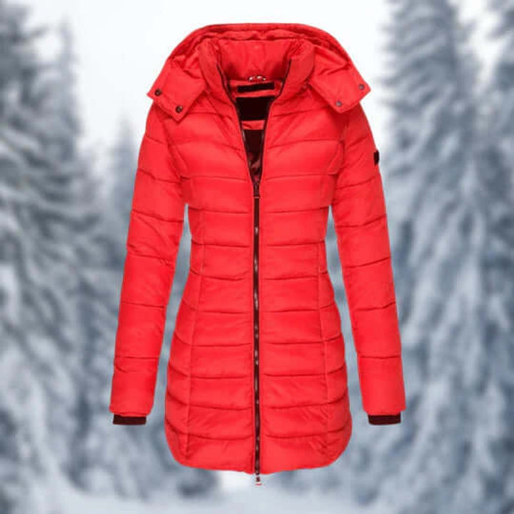 Women's Mid-Length Quilted Ladies Puffer Jacket Detachable Hood