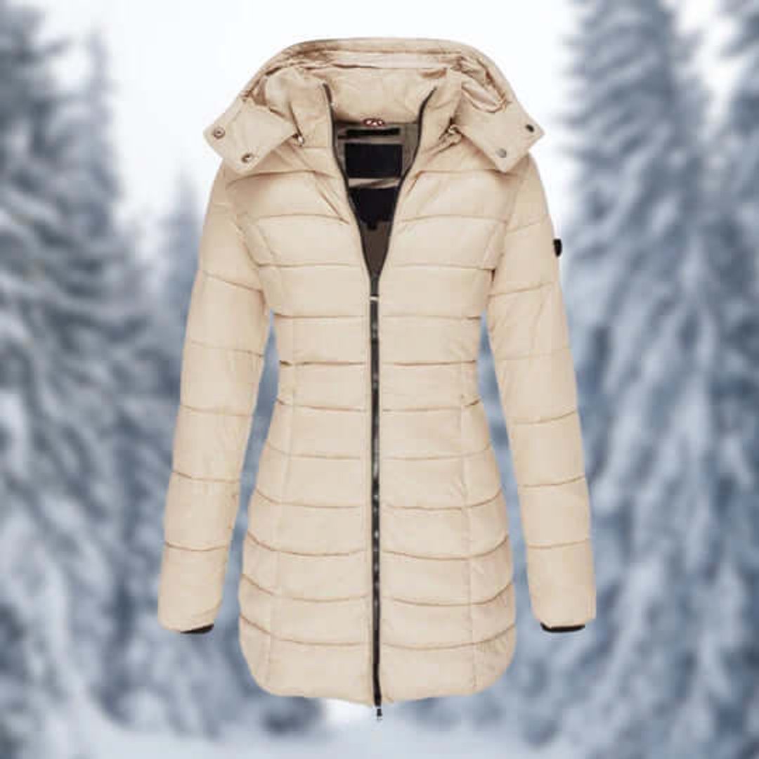 Women's Mid-Length Quilted Ladies Puffer Jacket Detachable Hood