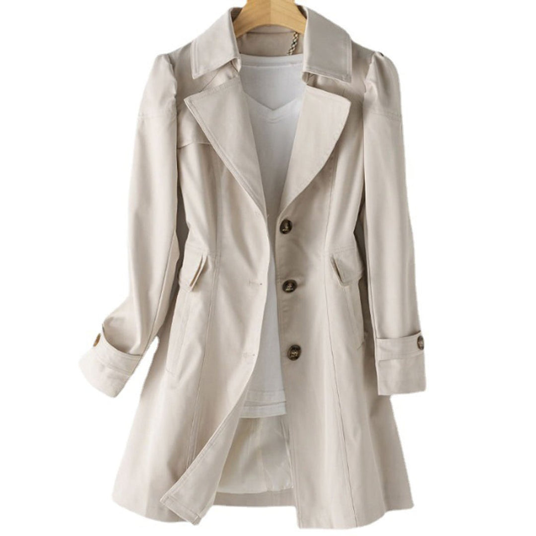 Women's Mid-Length Single-Breasted Trench Coat Relaxed Fit