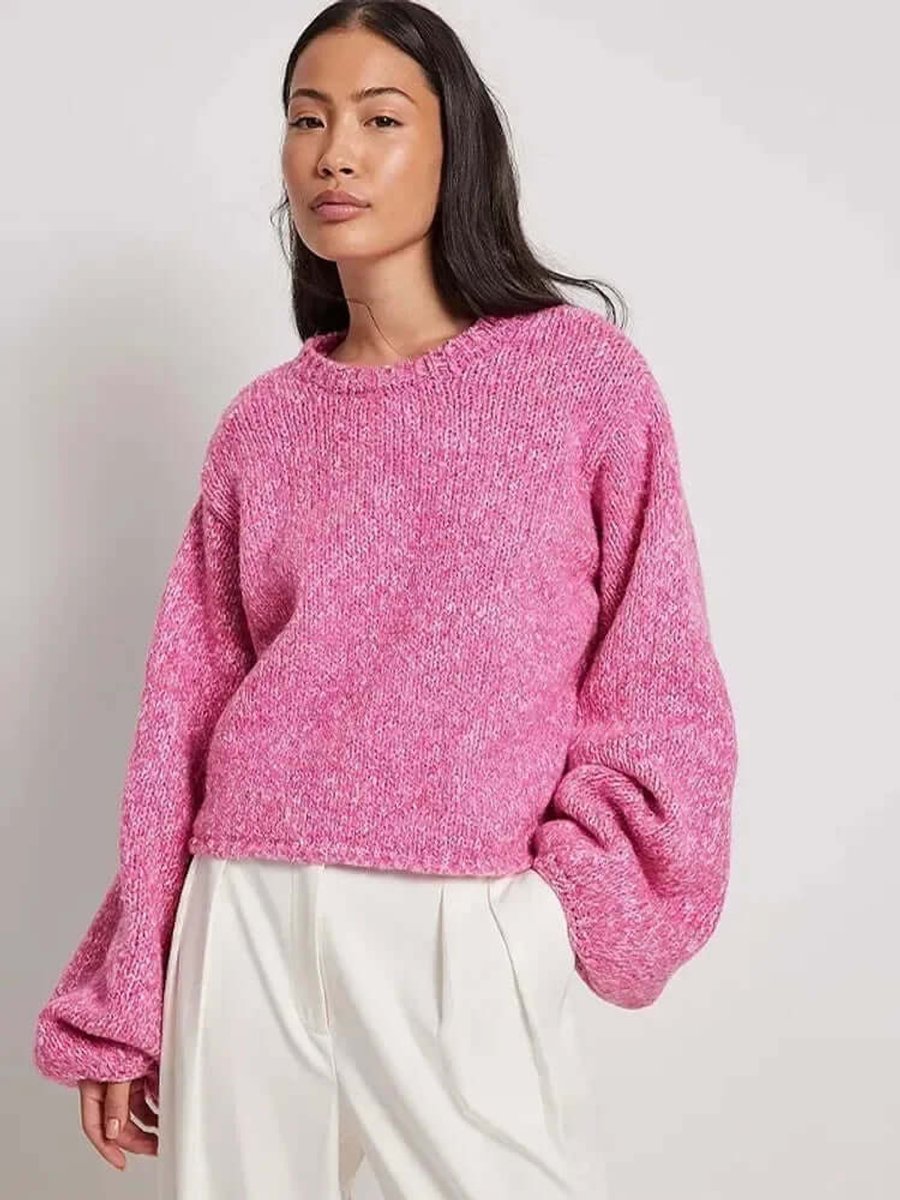 Women's Open-Back Long-Sleeve Knit Crop Jumper Top