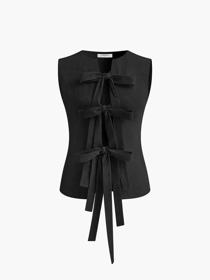 Women's Open-Back Tie Sleeveless Blouse Top