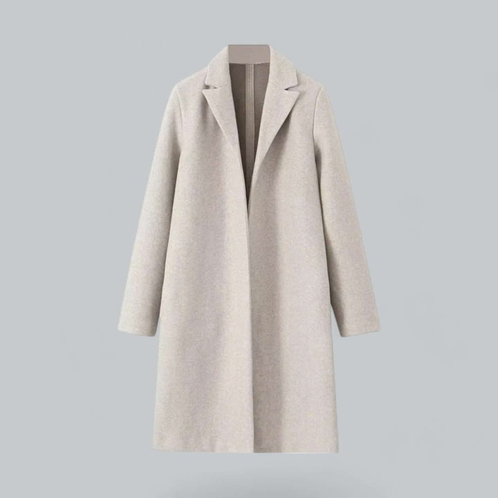 Women's Open Front Longline Wool Coat Elegant Trench