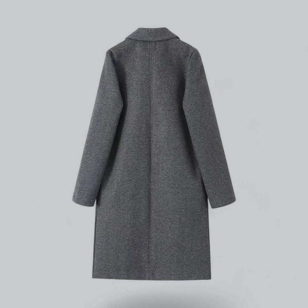 Women's Open Front Longline Wool Coat Elegant Trench