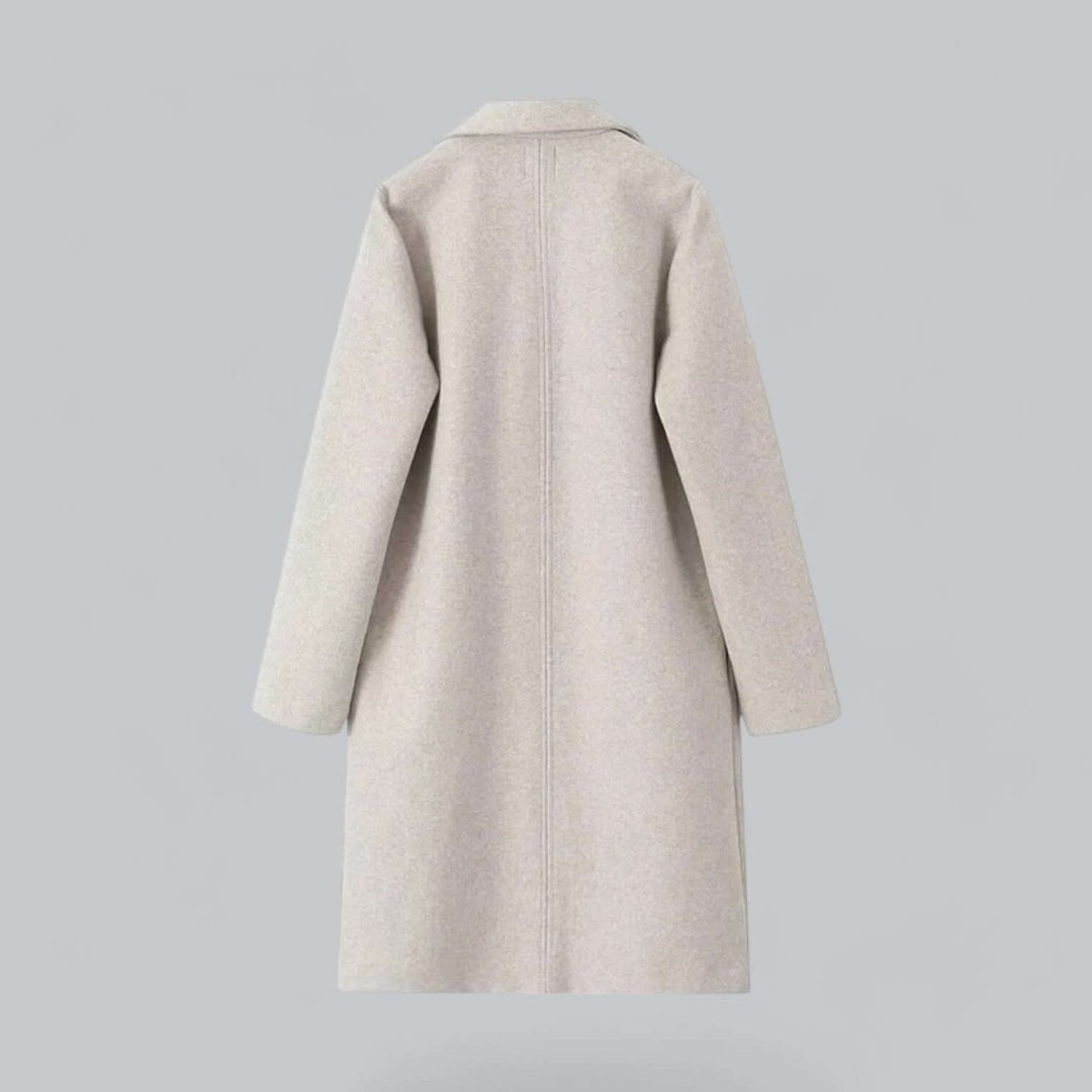 Women's Open Front Longline Wool Coat Elegant Trench