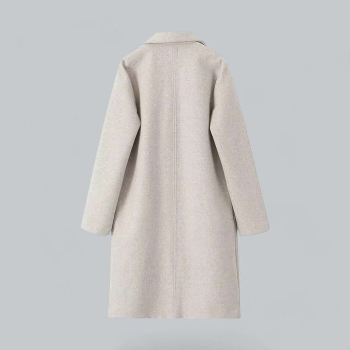 Women's Open Front Longline Wool Coat Elegant Trench