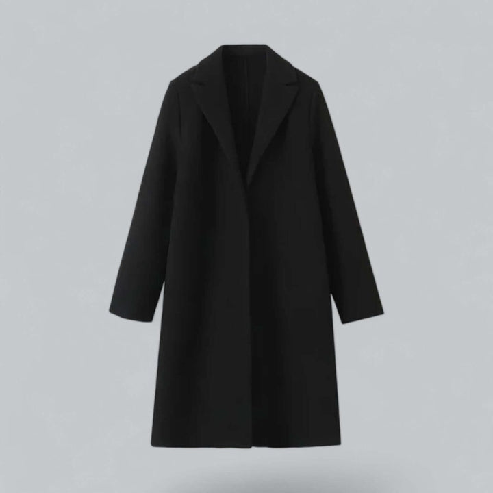 Women's Open Front Longline Wool Coat Elegant Trench