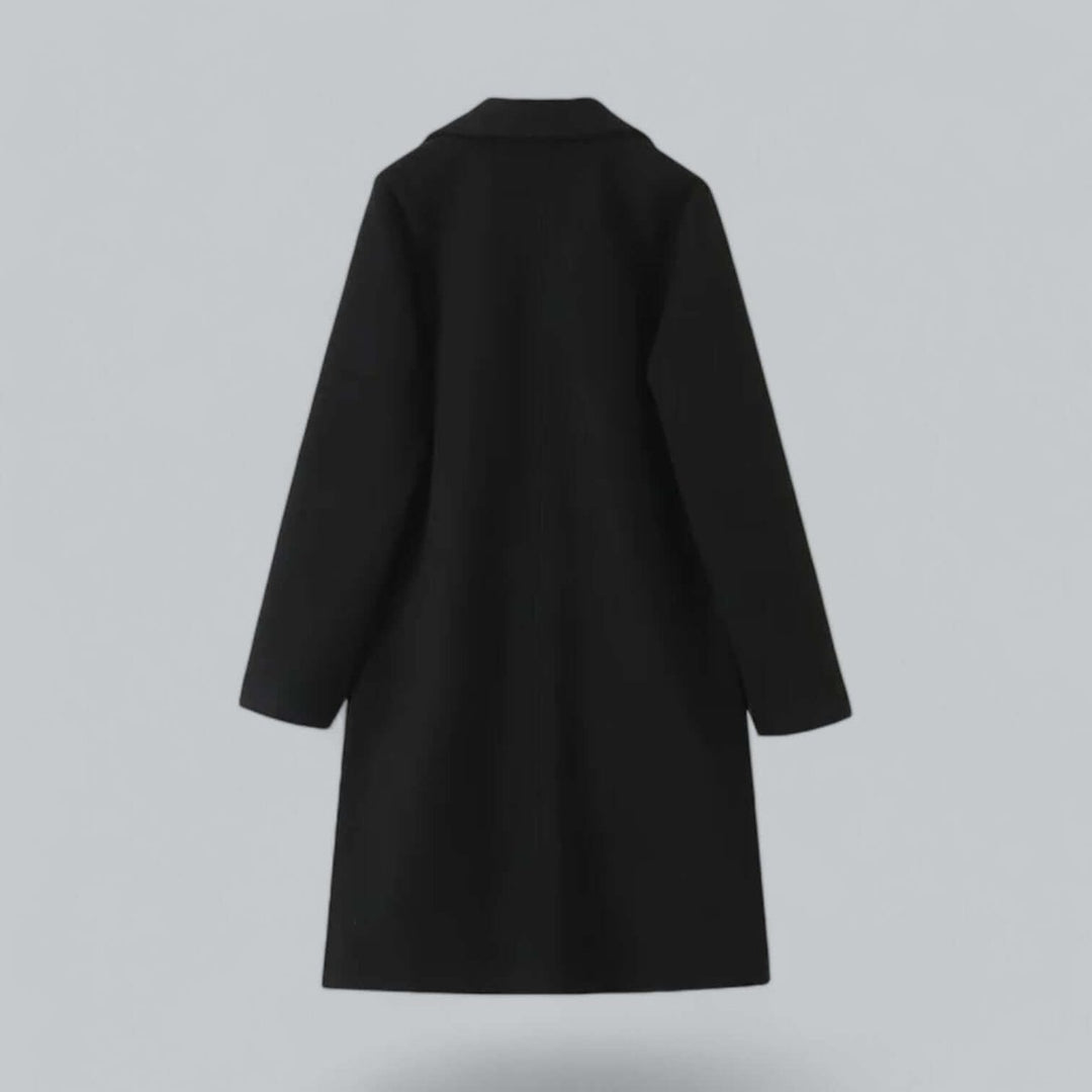 Women's Open Front Longline Wool Coat Elegant Trench