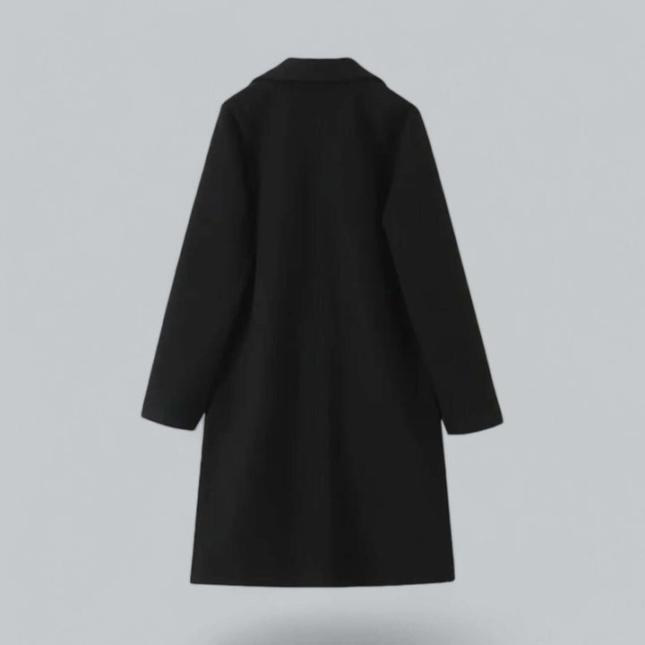 Women's Open Front Longline Wool Coat Elegant Trench