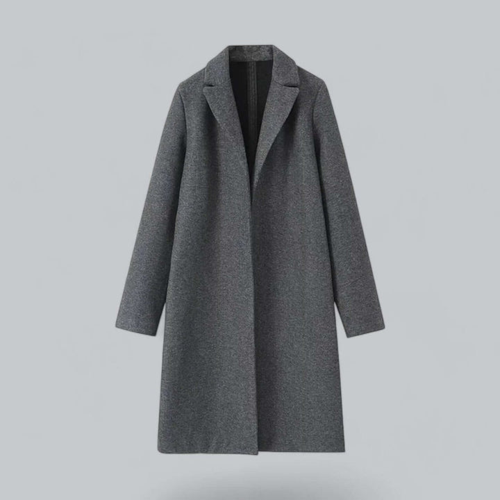 Women's Open Front Longline Wool Coat Elegant Trench