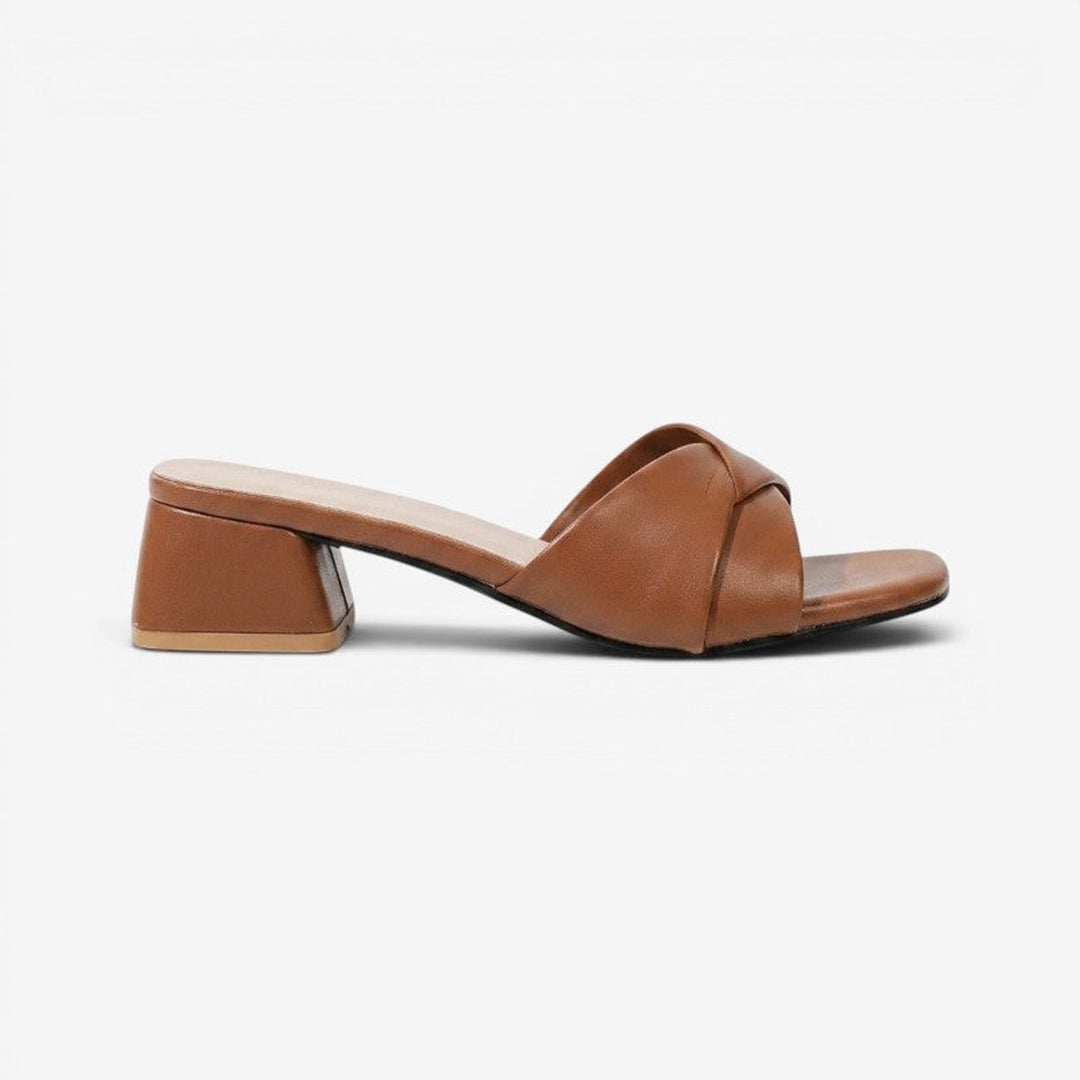 Women's Open-Toe Block-Heel Leather Mule Sandals