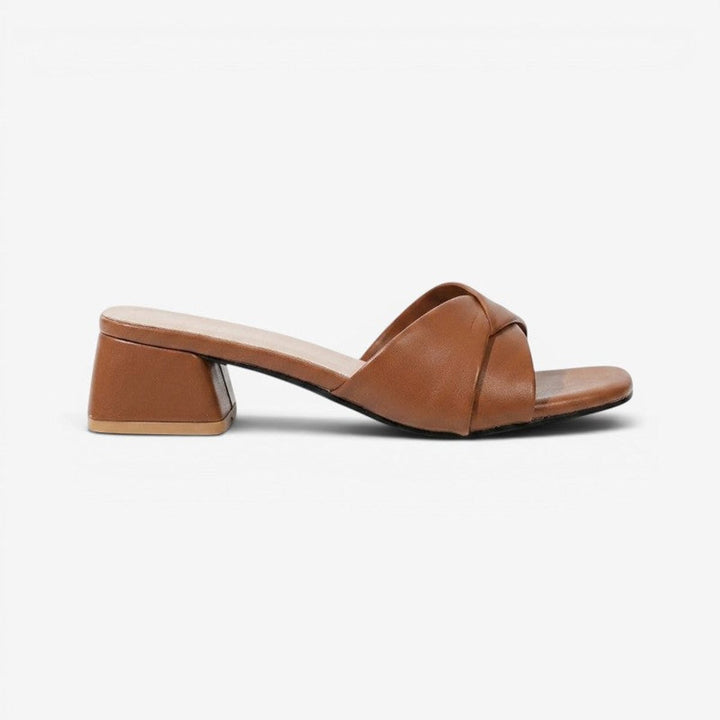 Women's Open-Toe Block-Heel Leather Mule Sandals