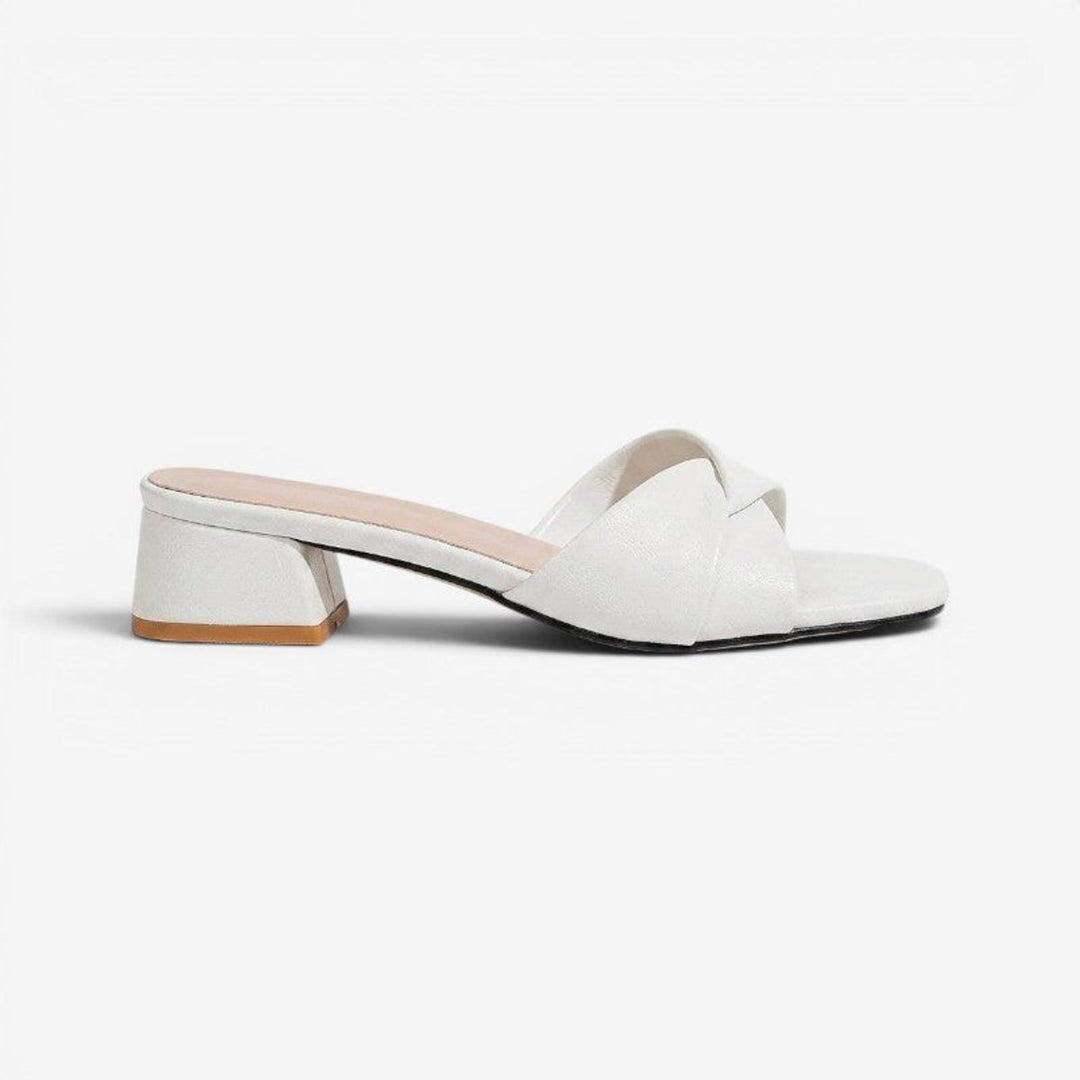 Women's Open-Toe Block-Heel Leather Mule Sandals