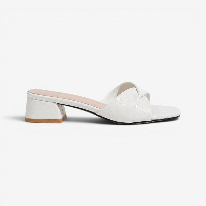 Women's Open-Toe Block-Heel Leather Mule Sandals