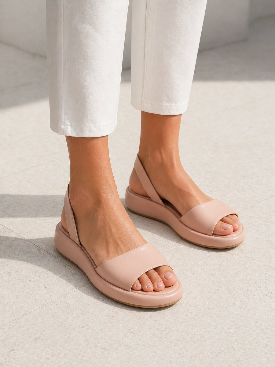 Women's Open Toe Slingback Low Wedge Flat Sandals