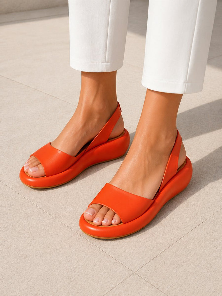 Women's Open Toe Slingback Low Wedge Flat Sandals