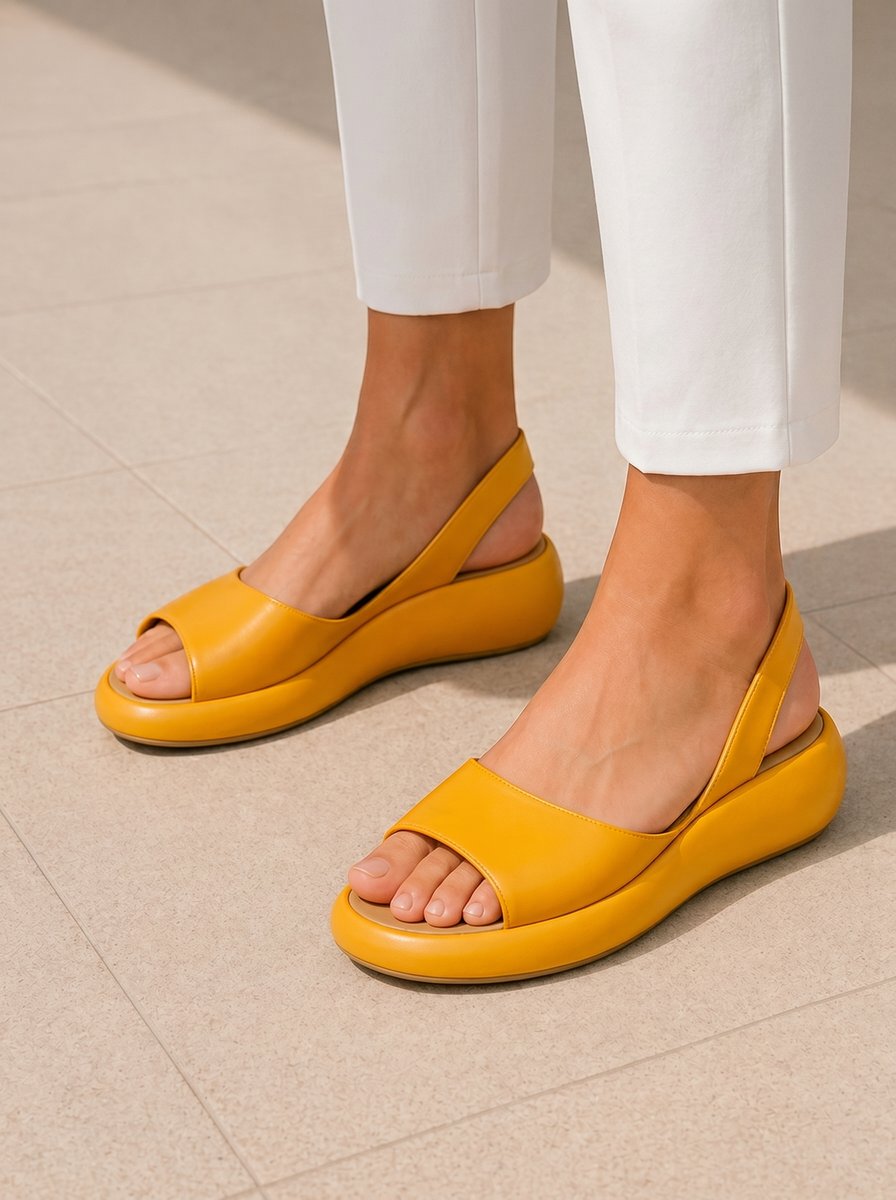 Women's Open Toe Slingback Low Wedge Flat Sandals
