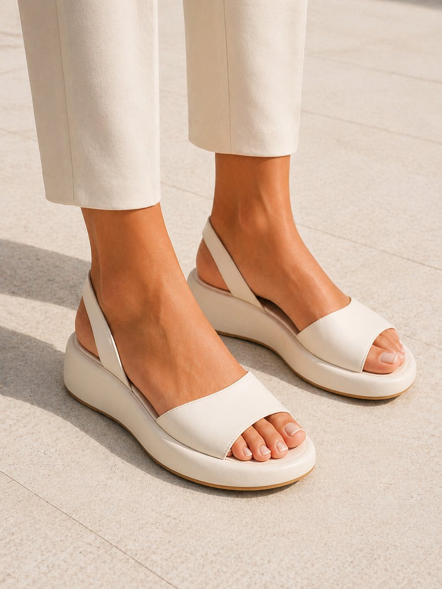 Women's Open Toe Slingback Low Wedge Platform Sandals