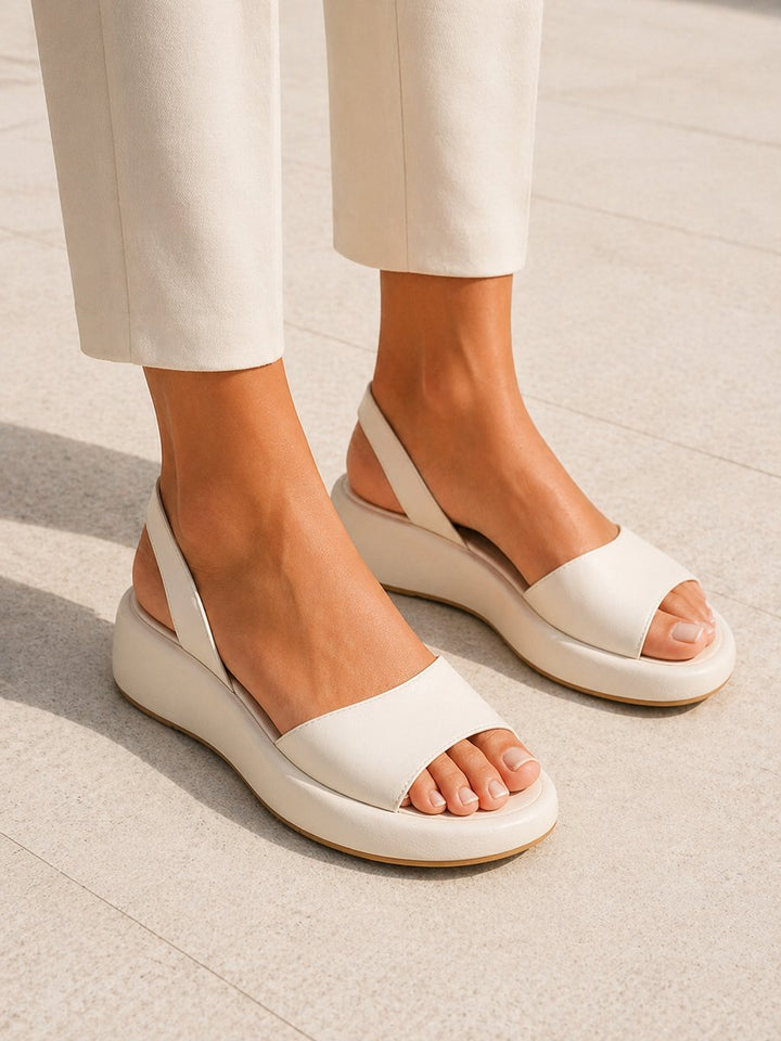 Women's Open Toe Slingback Low Wedge Platform Sandals