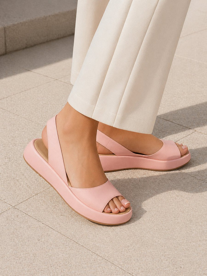 Women's Open Toe Slingback Low Wedge Platform Sandals