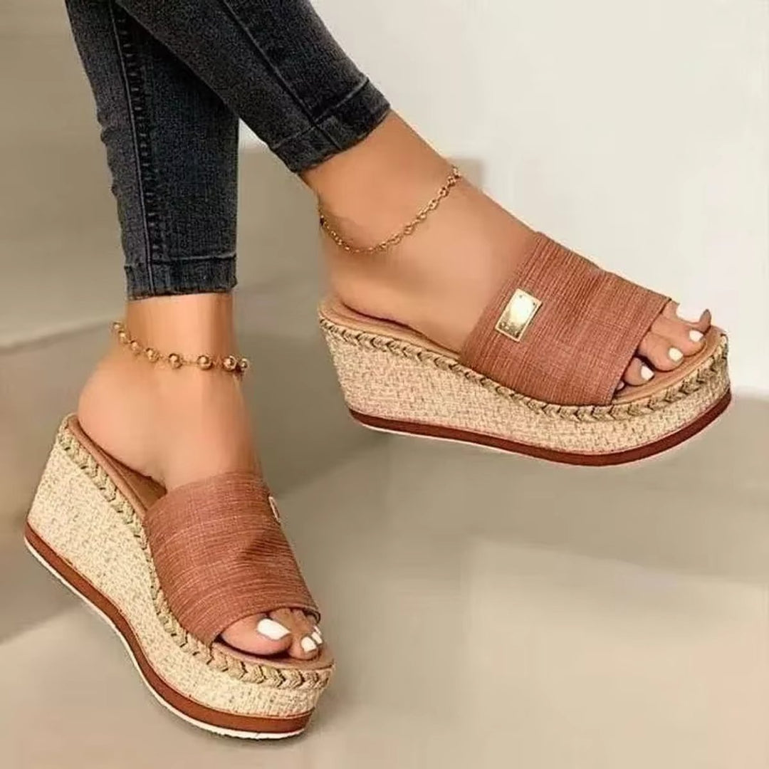 Women's Open Toe Slip-On Espadrille Wedge Sandals