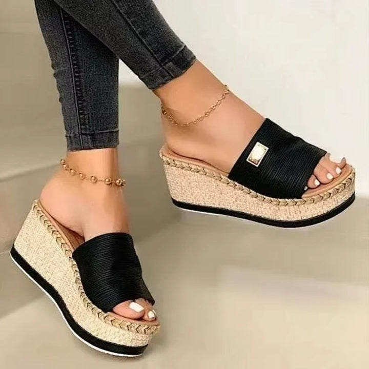 Women's Open Toe Slip-On Espadrille Wedge Sandals