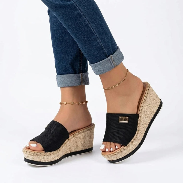 Women's Open Toe Slip-On Espadrille Wedge Sandals