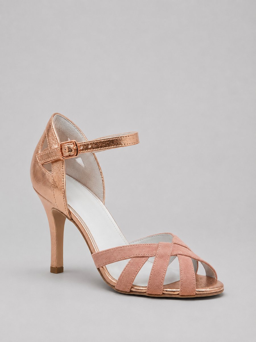Women's Open-Toe Strappy Heeled Sandals Cushioned Ankle Strap