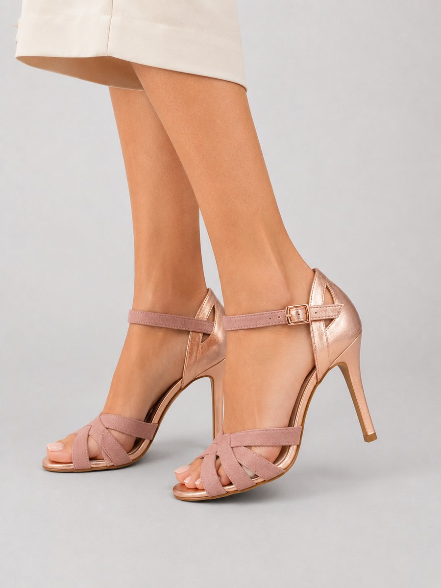 Women's Open-Toe Strappy Heeled Sandals Cushioned Ankle Strap