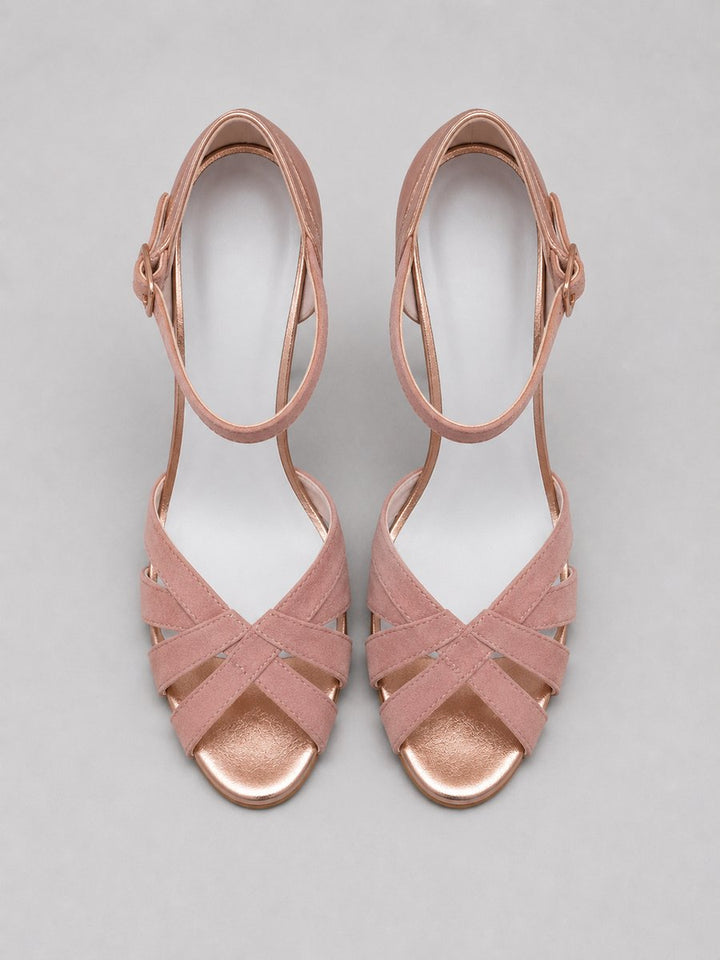 Women's Open-Toe Strappy Heeled Sandals Cushioned Ankle Strap