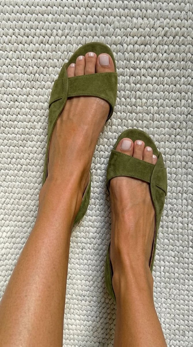Women's Open-Toe Suede Back-Strap Flat Sandals