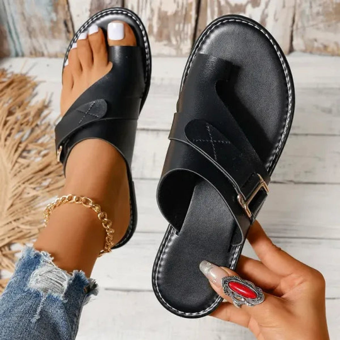 Women's Orthopedic Bunion-Correcting Faux Leather Slip-On Sandals