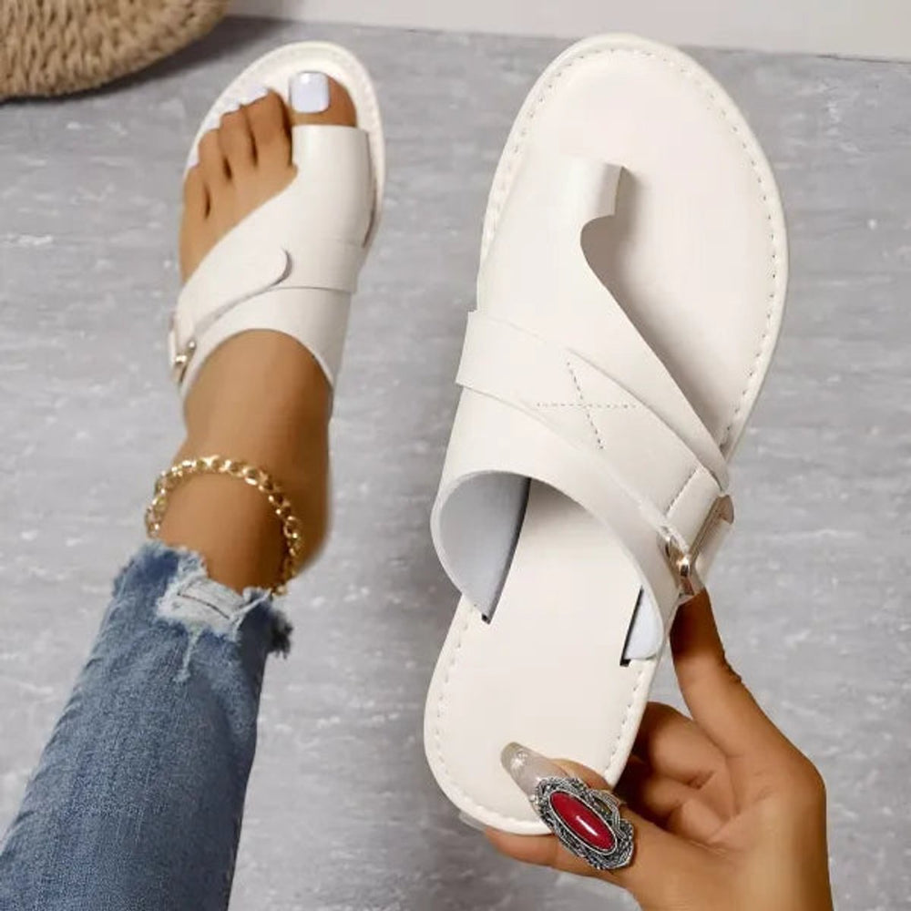 Women's Orthopedic Bunion-Correcting Faux Leather Slip-On Sandals