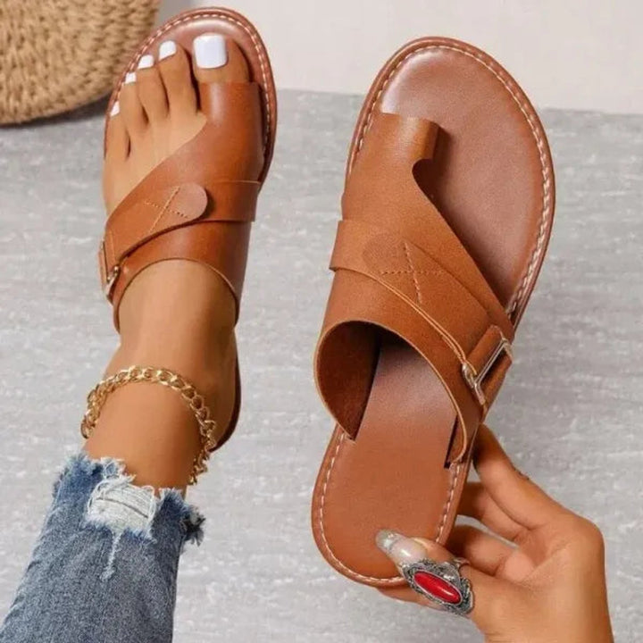Women's Orthopedic Bunion-Correcting Faux Leather Slip-On Sandals