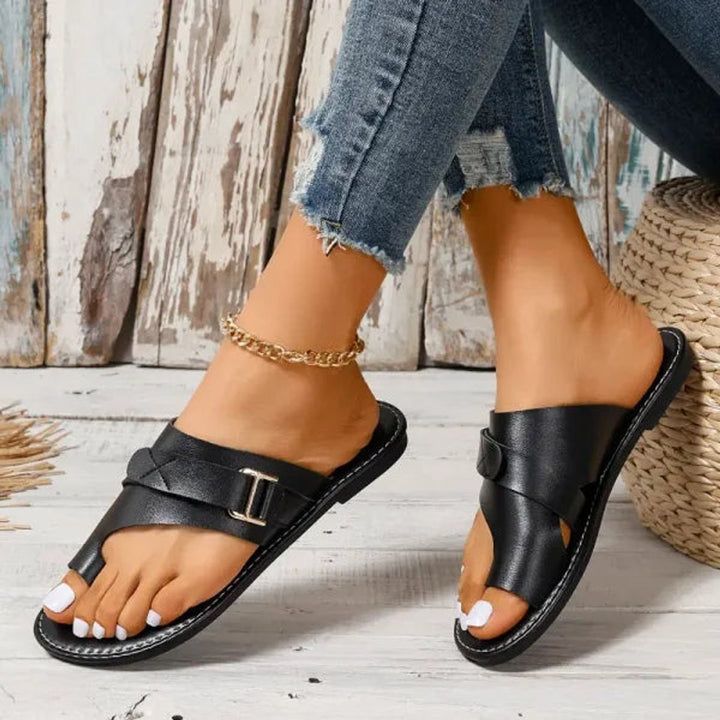 Women's Orthopedic Bunion-Correcting Faux Leather Slip-On Sandals