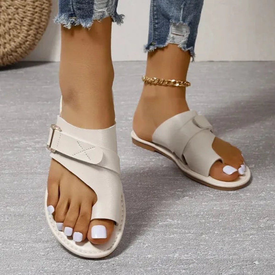 Women's Orthopedic Bunion-Correcting Faux Leather Slip-On Sandals